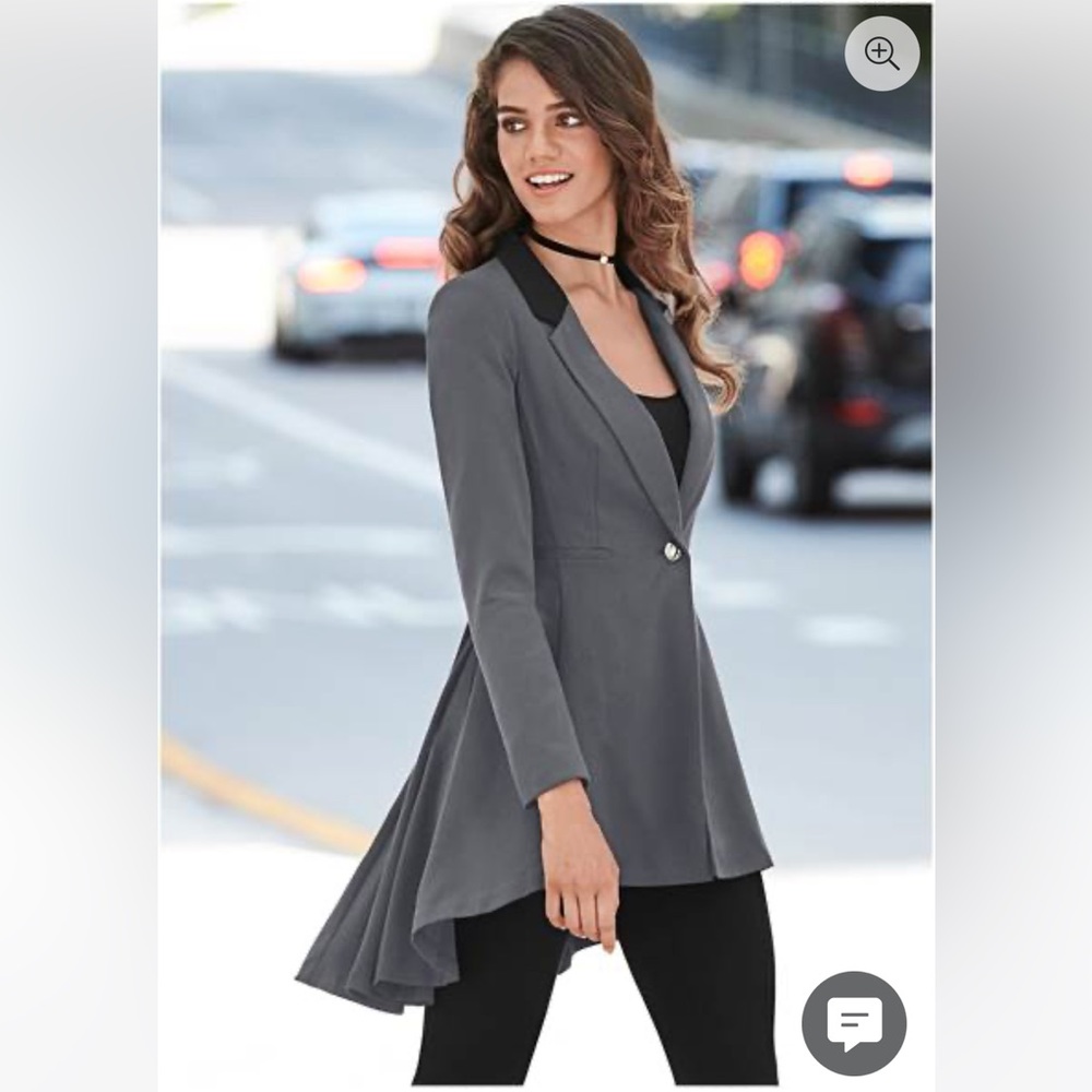 VENUS NWOT - Long Ruffle Back Blazer